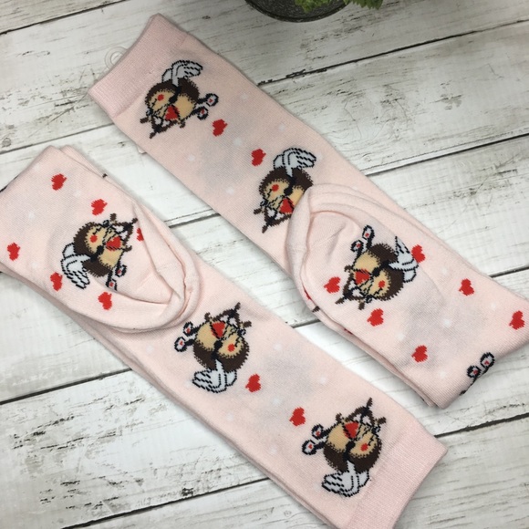 2 pairs Porcupine Cupid w/ Hearts Kneehigh - Picture 3 of 4